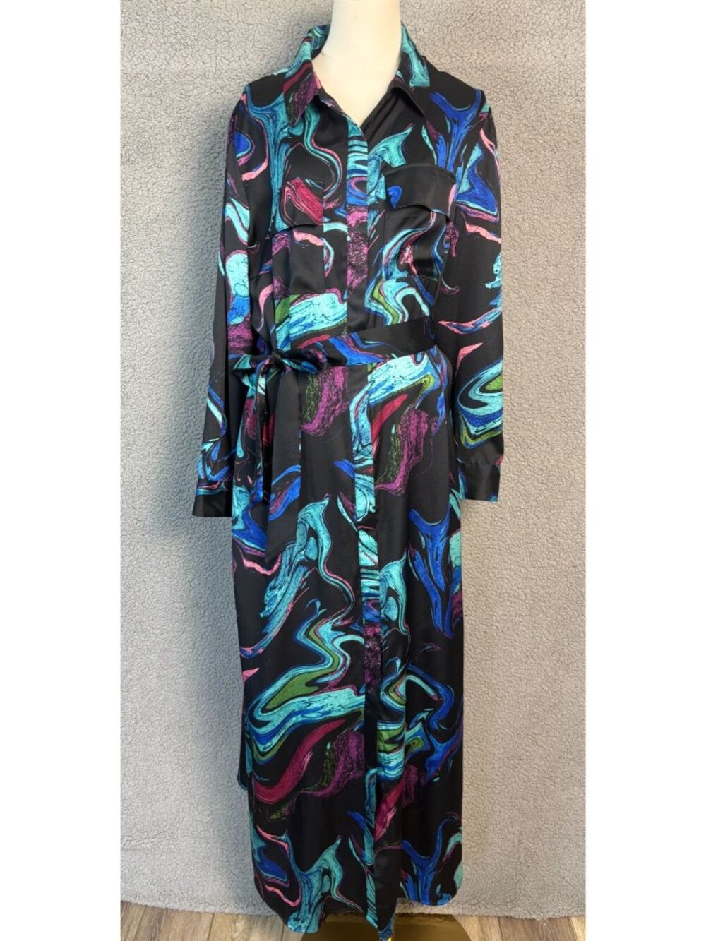 INC International Concepts Women's Printed Tie-Waist MIDI Utility Dress XXL NWTs